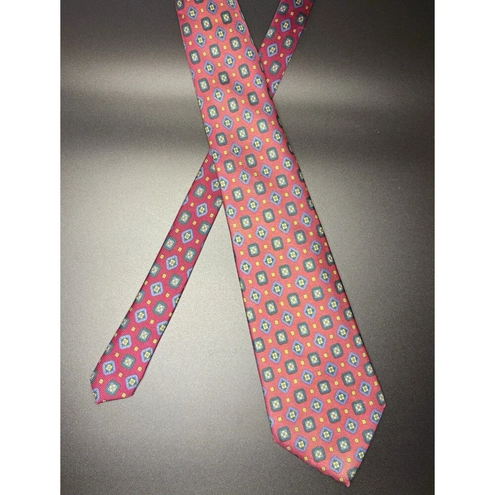 Polo by Ralph Lauren Silk Neck Tie Red Blue Neat Geometric Classic Mens USA